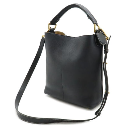 Loewe Anagram T Bucket Small 2-Way Shoulder Bag Leather Black Navy