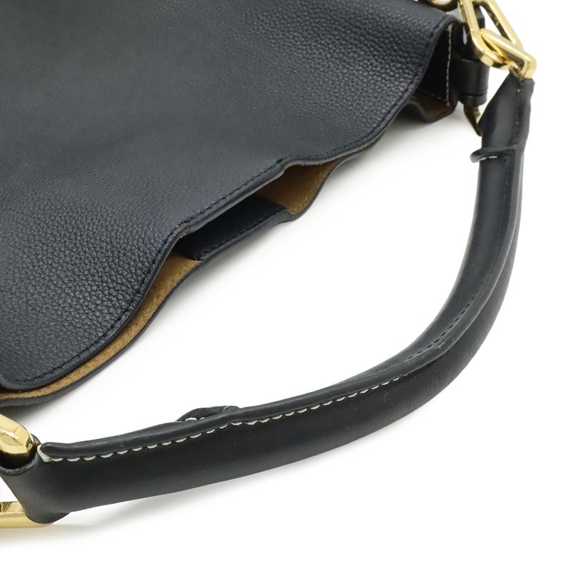 Loewe Anagram T Bucket Small 2-Way Shoulder Bag Leather Black Navy