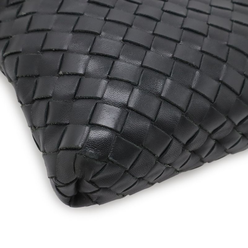 Bottega Veneta Intrecciato Shoulder Bag Crossbody Leather Black