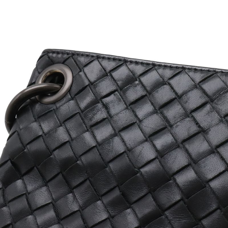 Bottega Veneta Intrecciato Shoulder Bag Crossbody Leather Black