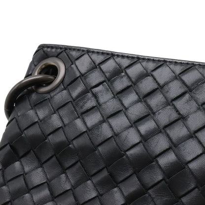 Bottega Veneta Intrecciato Shoulder Bag Crossbody Leather Black