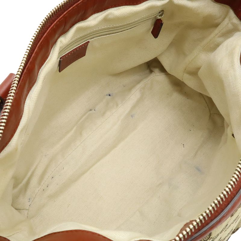 Gucci Ski GG Canvas Tote 2-Way Leather Khaki Beige Bridge Cles Red