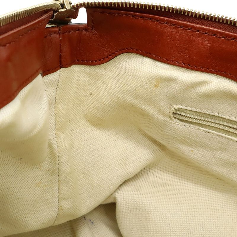 Gucci Ski GG Canvas Tote 2-Way Leather Khaki Beige Bridge Cles Red