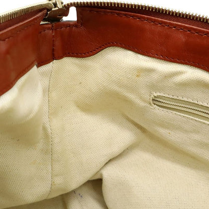 Gucci Ski GG Canvas Tote 2-Way Leather Khaki Beige Bridge Cles Red