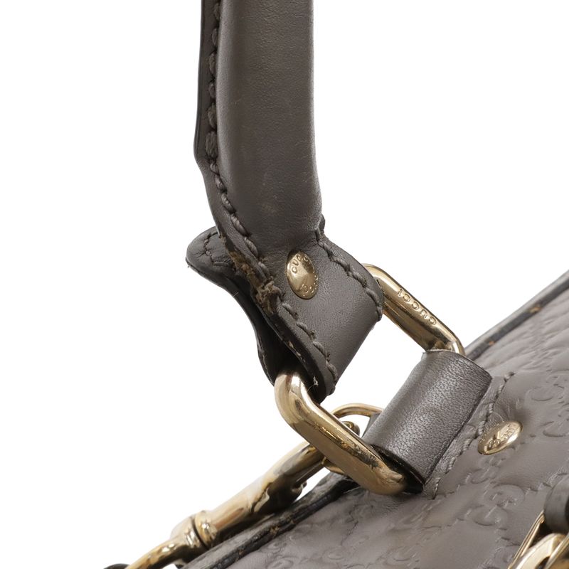 Gucci Micro Guccissima Tote 2-Way Shoulder Bag Leather Gray Gold