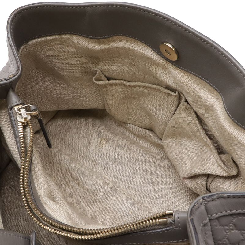 Gucci Micro Guccissima Tote 2-Way Shoulder Bag Leather Gray Gold