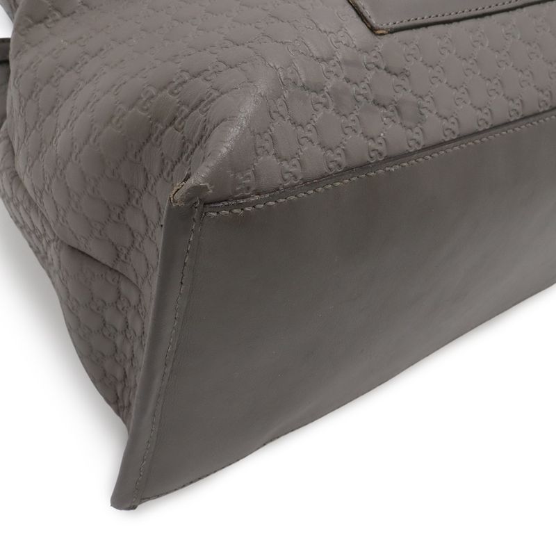 Gucci Micro Guccissima Tote 2-Way Shoulder Bag Leather Gray Gold