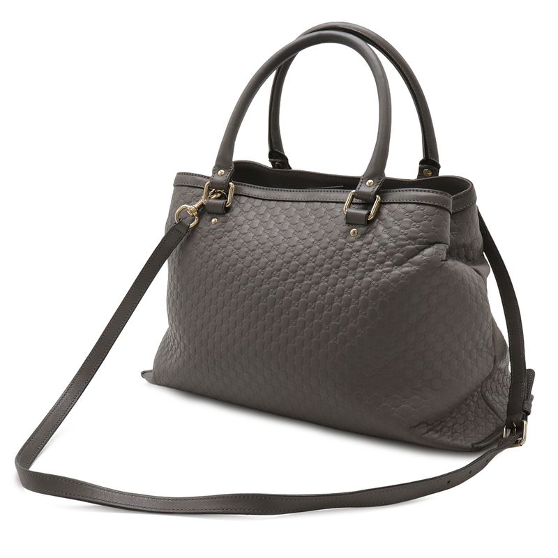 Gucci Micro Guccissima Tote 2-Way Shoulder Bag Leather Gray Gold