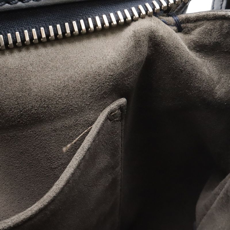 Fendi Com 2-Way Shoulder Bag Leather Navy Blue
