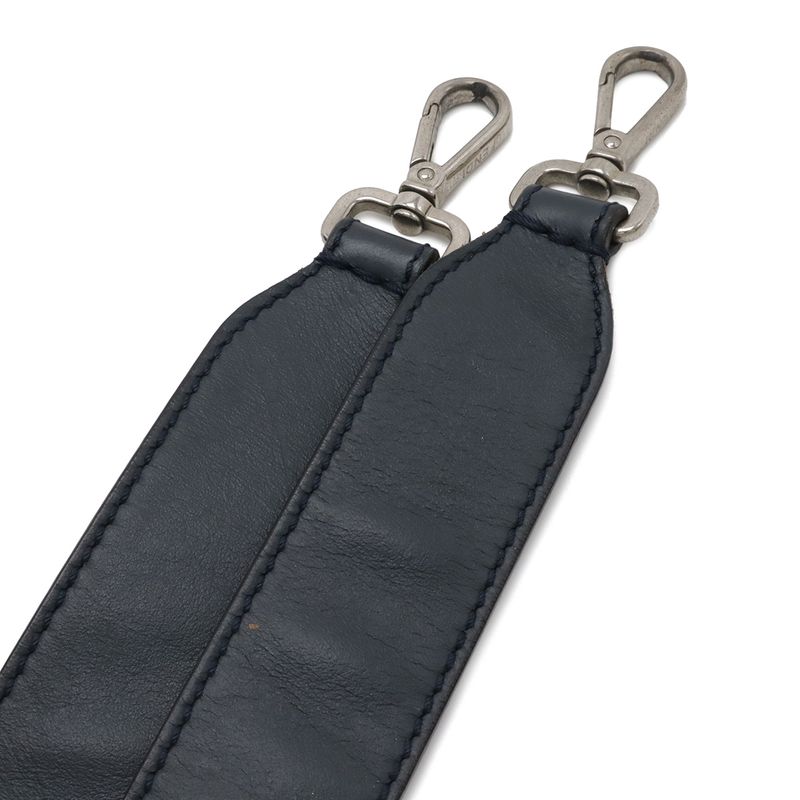 Fendi Com 2-Way Shoulder Bag Leather Navy Blue
