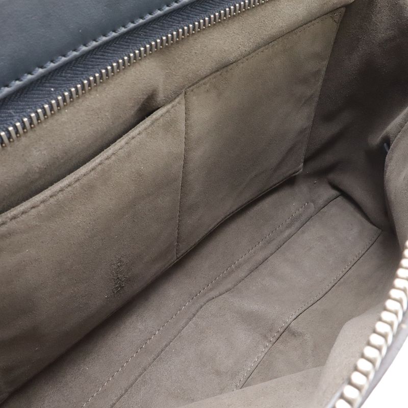Fendi Com 2-Way Shoulder Bag Leather Navy Blue