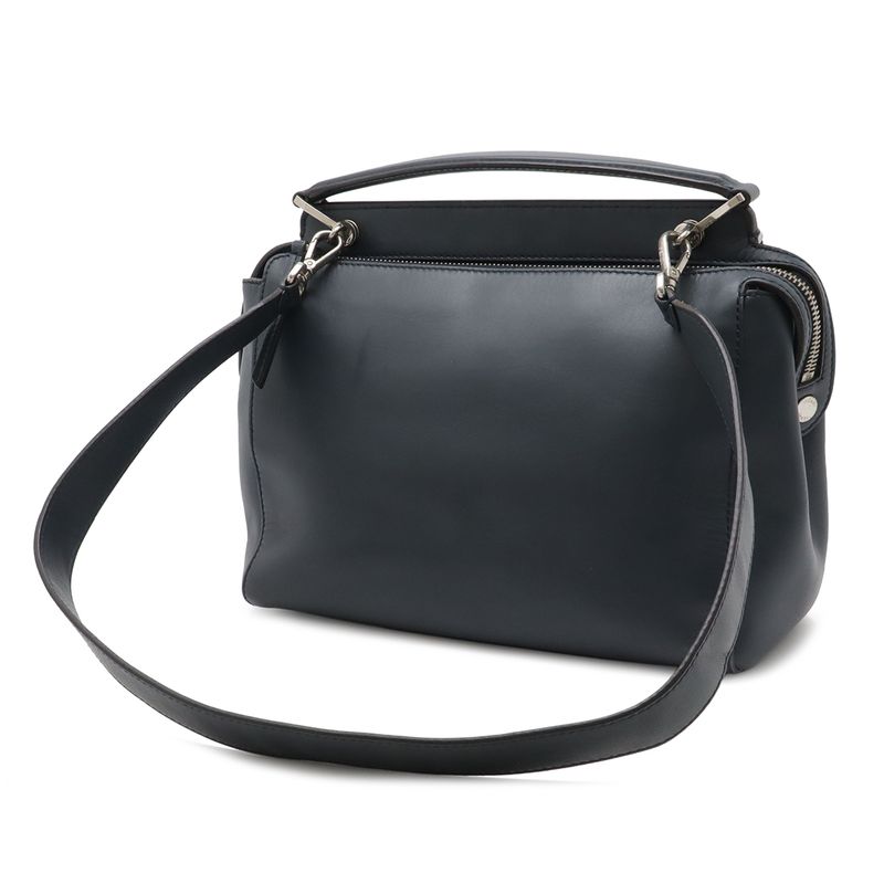 Fendi Com 2-Way Shoulder Bag Leather Navy Blue
