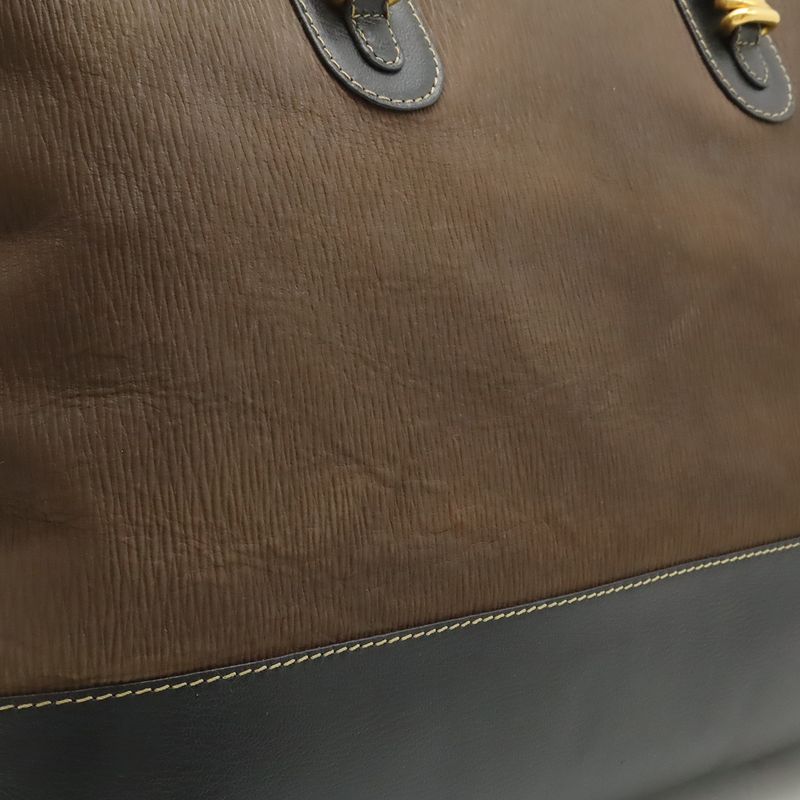 Loewe Velazquez Tote Shoulder Bag Large Bicolor Nubuck Leather Brown Black