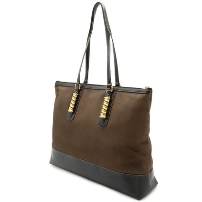 Loewe Velazquez Tote Shoulder Bag Large Bicolor Nubuck Leather Brown Black