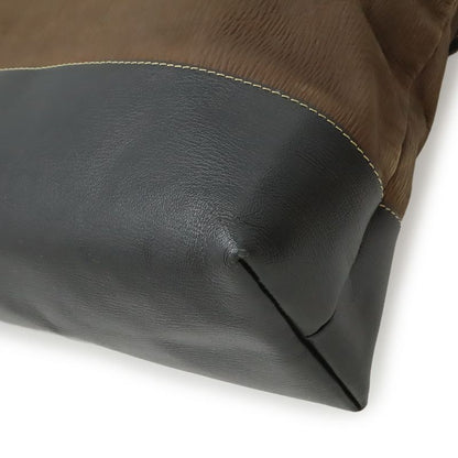 Loewe Velazquez Tote Shoulder Bag Large Bicolor Nubuck Leather Brown Black