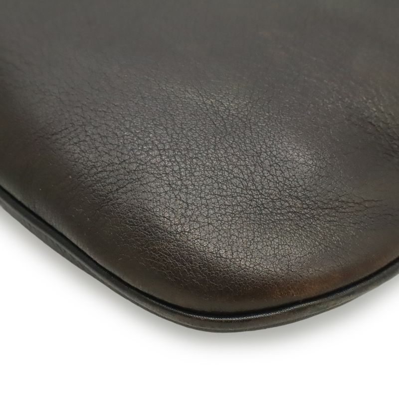 Loewe Anagram Shoulder Bag Crossbody Depth Leather Dark Brown Black Silver