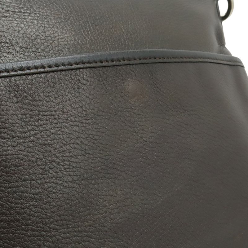 Loewe Anagram Shoulder Bag Crossbody Depth Leather Dark Brown Black Silver