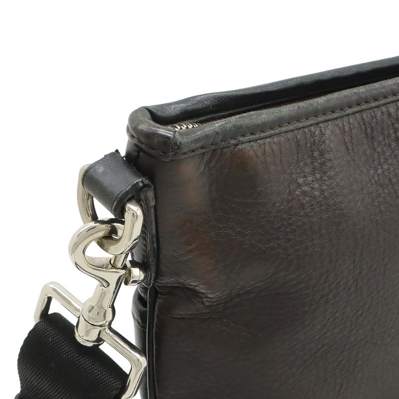 Loewe Anagram Shoulder Bag Crossbody Depth Leather Dark Brown Black Silver