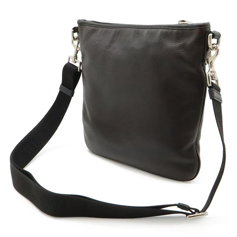 Loewe Anagram Shoulder Bag Crossbody Depth Leather Dark Brown Black Silver