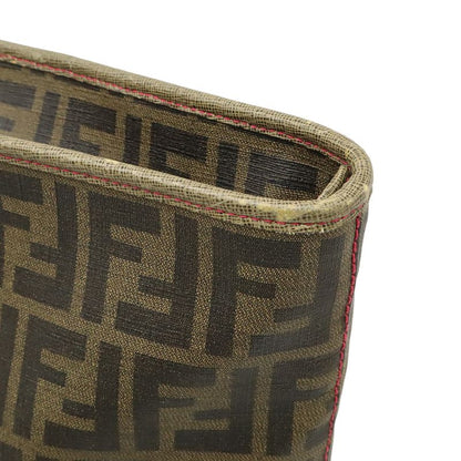 Fendi Zucca Pattern Tote Shoulder Khaki Brown Dark Fuchsia