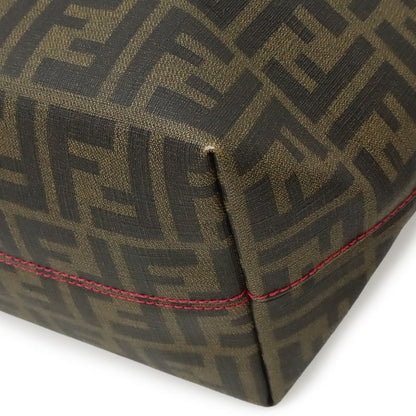 Fendi Zucca Pattern Tote Shoulder Khaki Brown Dark Fuchsia