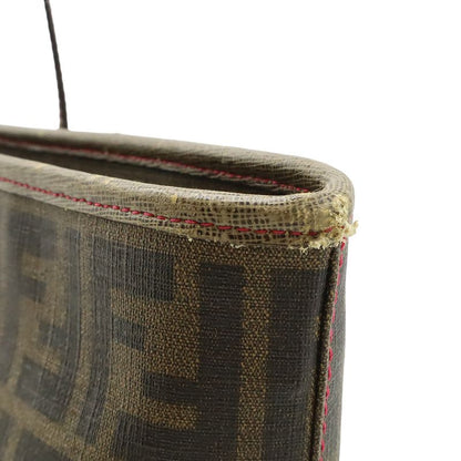 Fendi Zucca Pattern Tote Shoulder Khaki Brown Dark Fuchsia