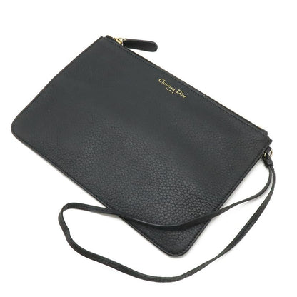 Dior Diorissimo 2-Way Shoulder Bag Crossbody Leather Black Gold