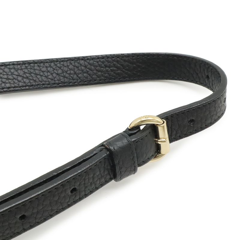 Dior Diorissimo 2-Way Shoulder Bag Crossbody Leather Black Gold