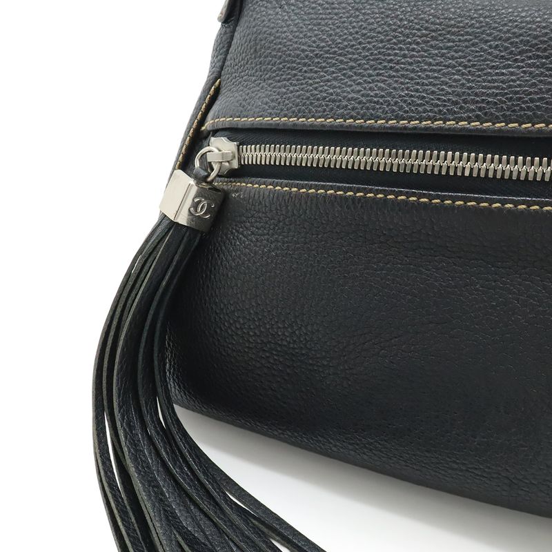 Chanel Logo Shoulder Bag Fringe Tassel