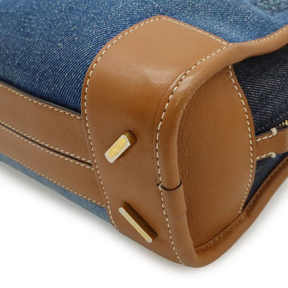 Loewe Amazona 23 Anagram Mini Boston 2-Way Shoulder Bag Denim Leather Blue Brown