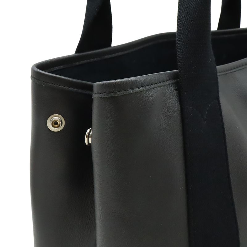 Balenciaga Navy Cabas S Tote Perforated Logo Leather Black