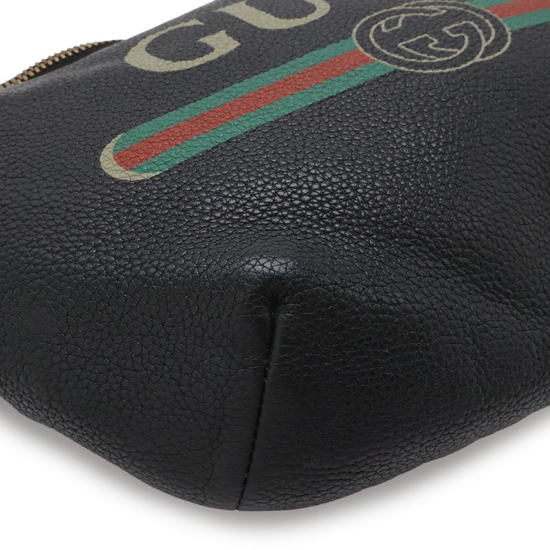 Gucci Print Sherry Pouch Black Green Red