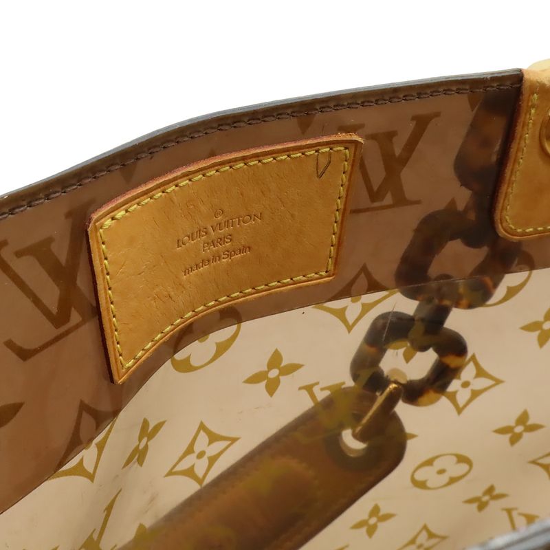 Louis Vuitton Monogram Vinyl Cover Amble PM Tote Shoulder Plastic Chain Clear Brown