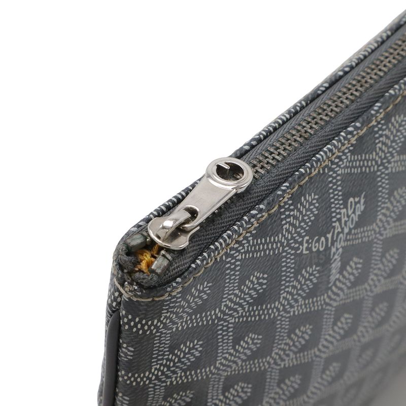 Goyard Sena MM Clutch Leather Gray White Silver Graywhite