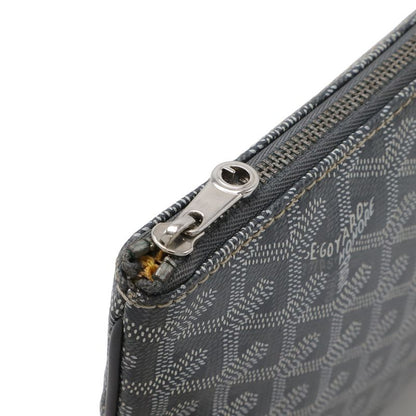 Goyard Sena MM Clutch Leather Gray White Silver Graywhite