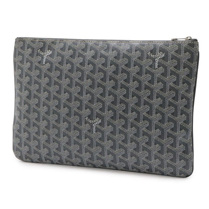 Goyard Sena MM Clutch Leather Gray White Silver Graywhite