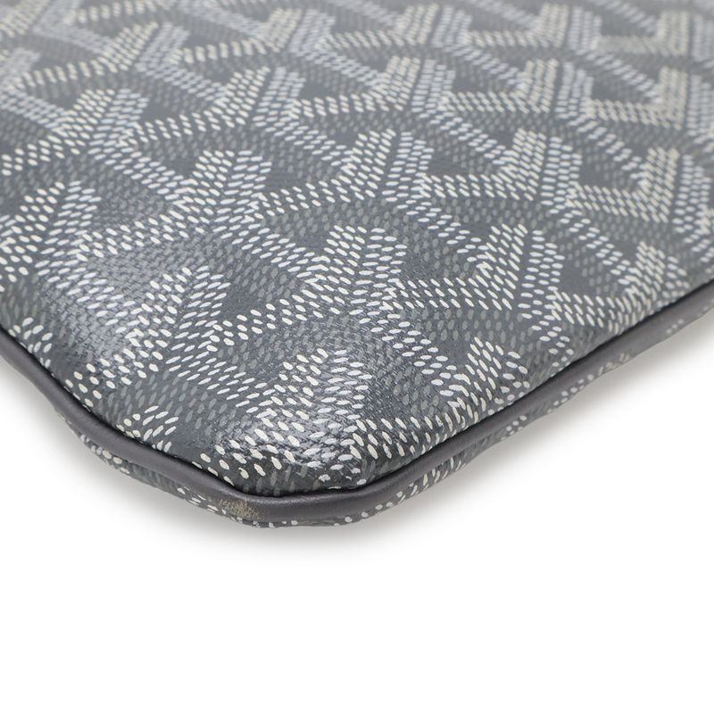 Goyard Sena MM Clutch Leather Gray White Silver Graywhite