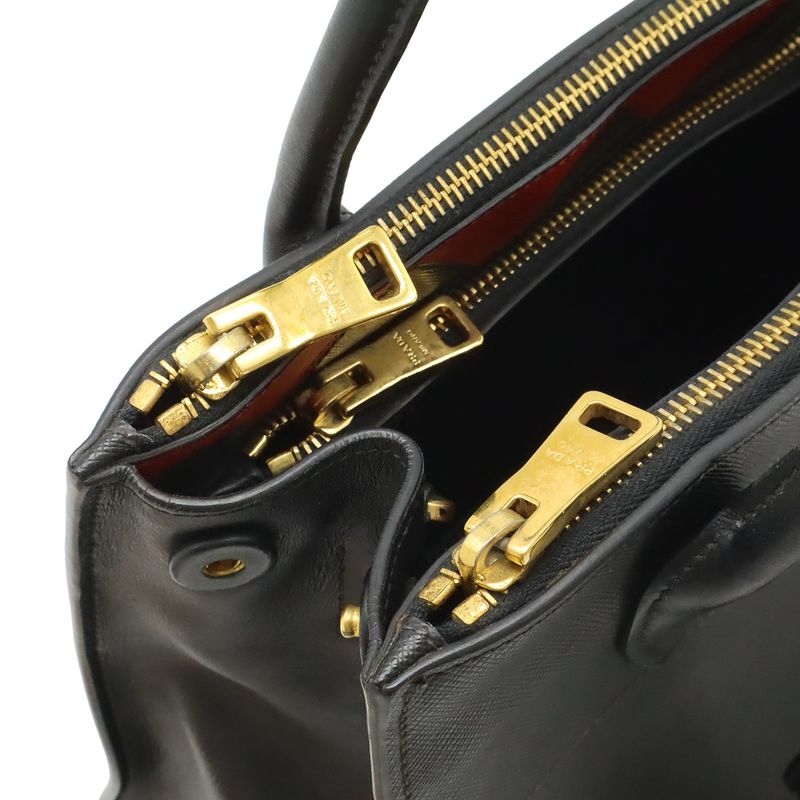 Prada Paradigm 2-Way Shoulder Bag Saffiano Leather Nero Black Fuoco Red