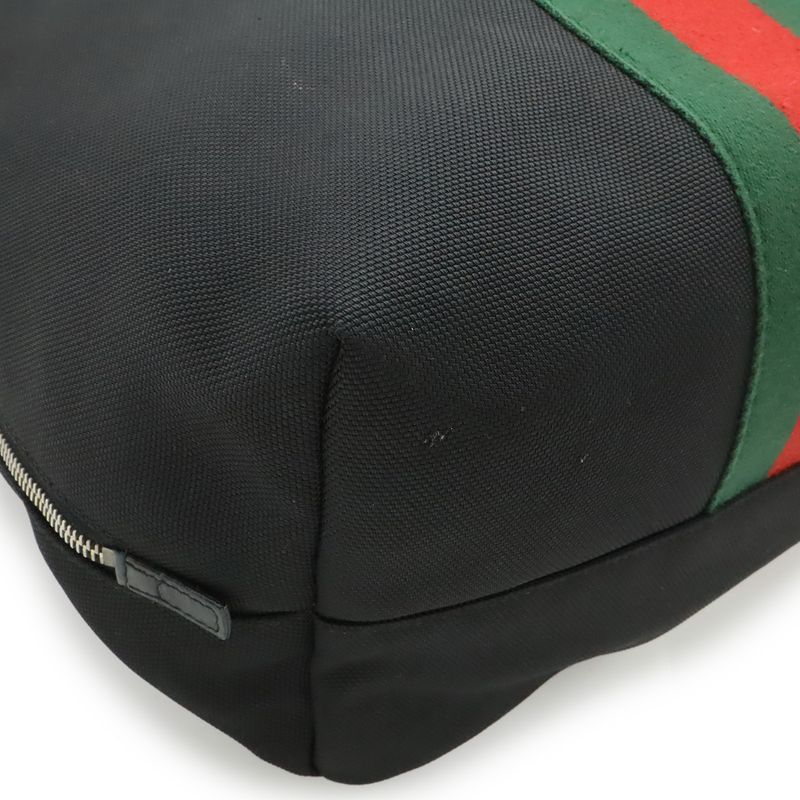 Gucci Band Techno Canvas Webline Sherry Backpack Leather Black Green Red