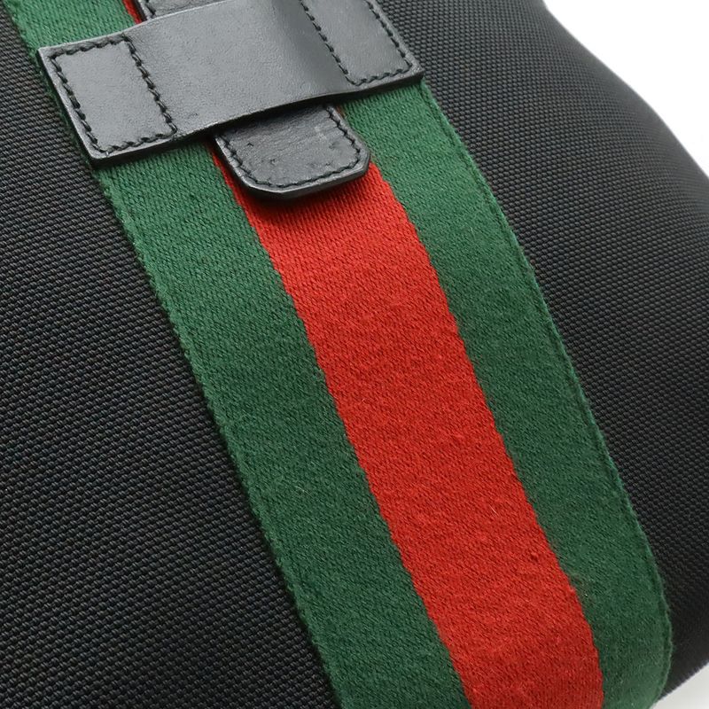 Gucci Band Techno Canvas Webline Sherry Backpack Leather Black Green Red
