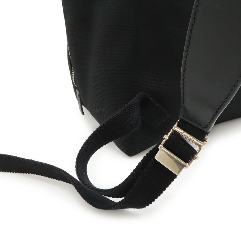 Gucci Band Techno Canvas Webline Sherry Backpack Leather Black Green Red