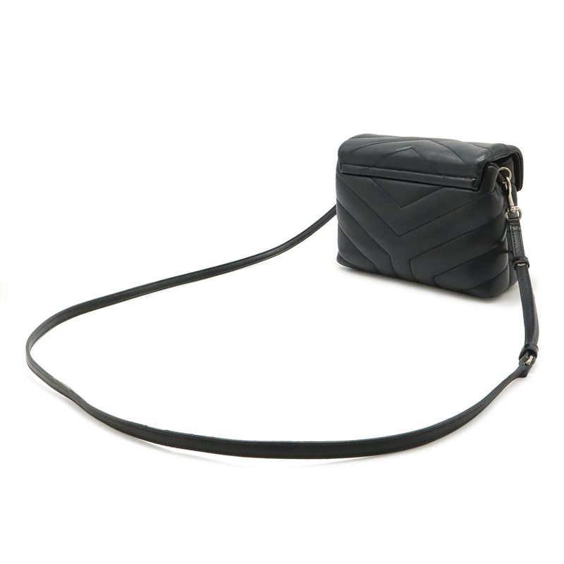 Saint Laurent Paris YSL Monogram Lou Toy Shoulder Bag Leather Black