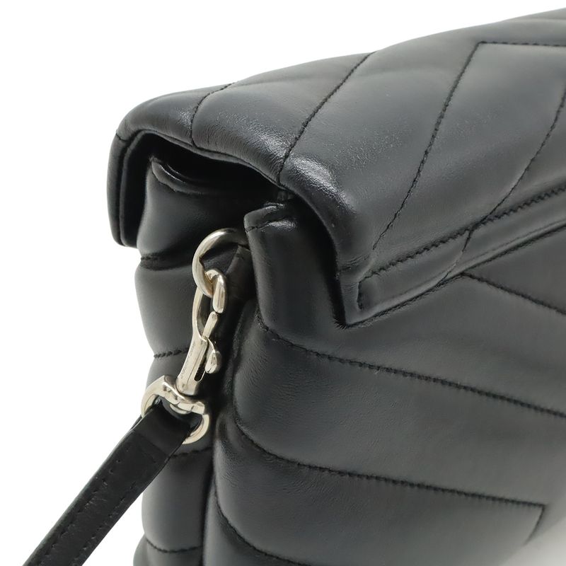 Saint Laurent Paris YSL Monogram Lou Toy Shoulder Bag Leather Black