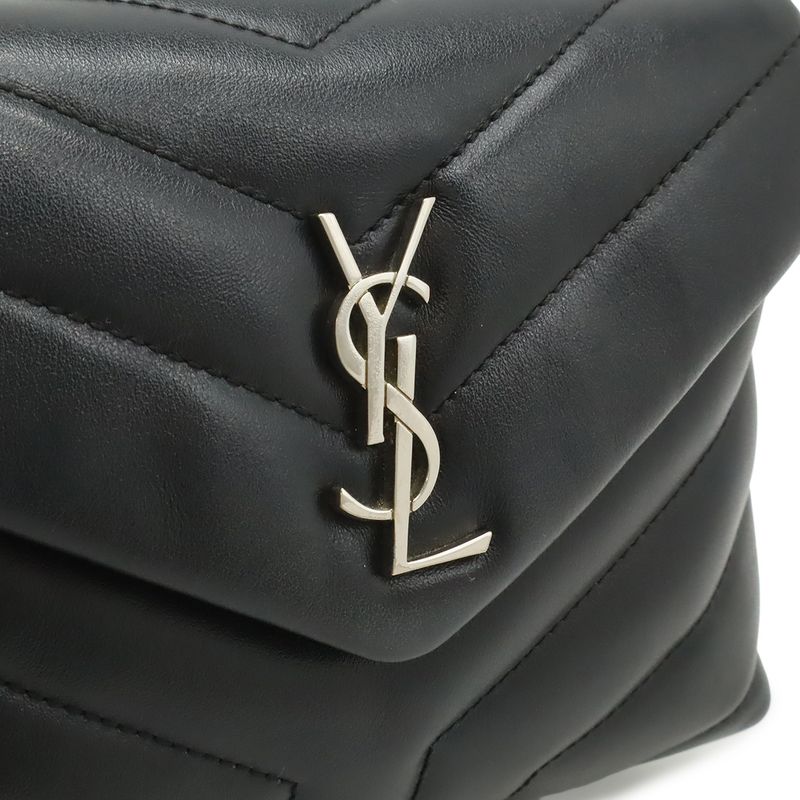 Saint Laurent Paris YSL Monogram Lou Toy Shoulder Bag Leather Black