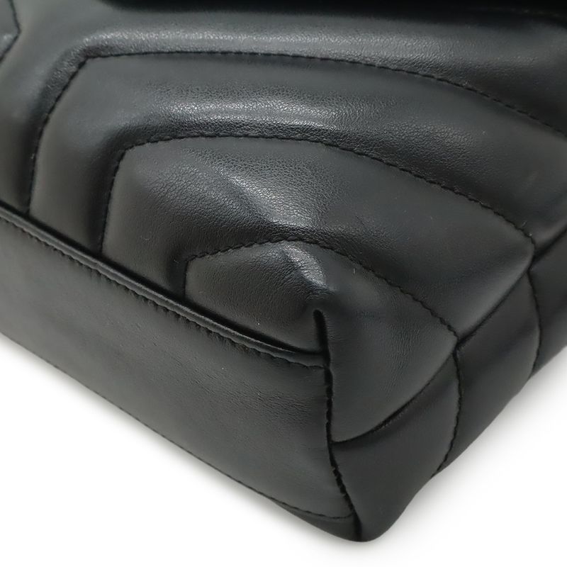 Saint Laurent Paris YSL Monogram Lou Toy Shoulder Bag Leather Black