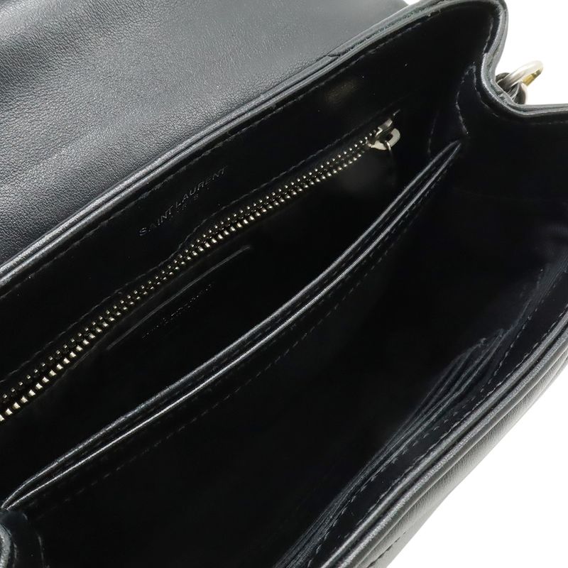 Saint Laurent Paris YSL Monogram Lou Toy Shoulder Bag Leather Black