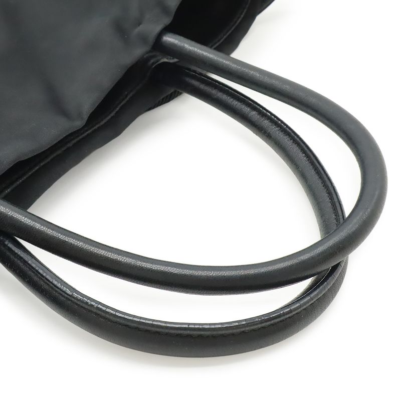 Prada Logo Jacquard Ribbon 2-Way Shoulder Bag Nylon Nero Black Gold