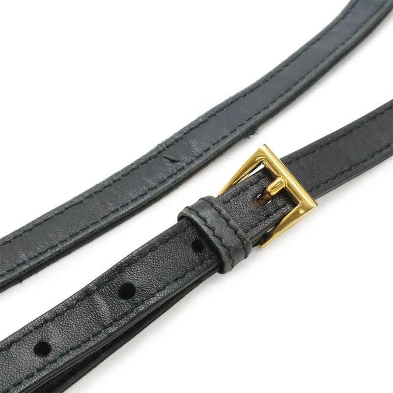 Prada Logo Jacquard Ribbon 2-Way Shoulder Bag Nylon Nero Black Gold