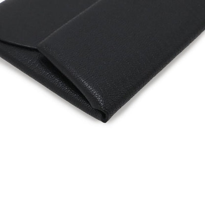 Hermes Bastia Coin Purse Chevre Leather Black Silver