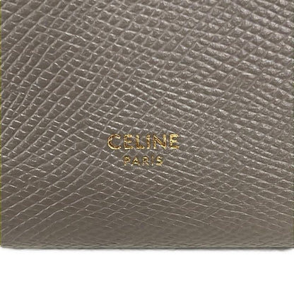 Celine Bifold Wallet Large Strap Gray Leather